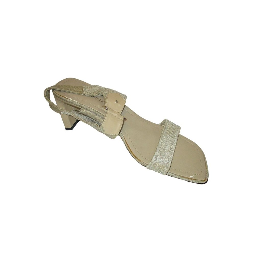 Liz Claiborne Beige Tan Slip-on Strappy Sandals Open Toe Elasticized Closure - Picture 1 of 9